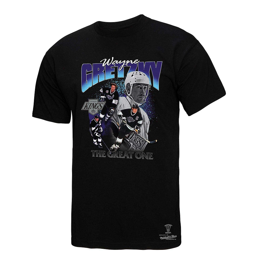 T-shirt noir Mitchell & Ness Wayne Gretzky pour homme avec collage de joueurs des Los Angeles Kings