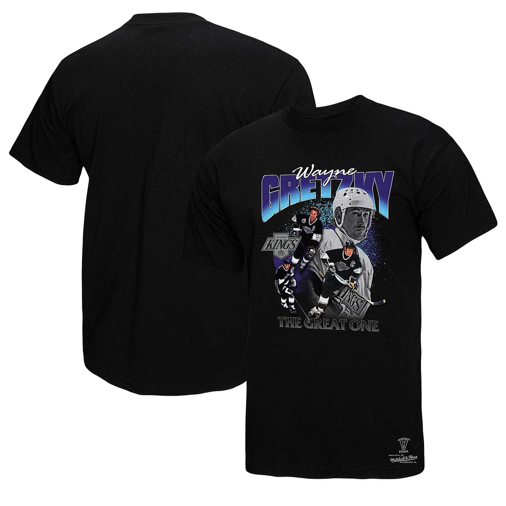 T-shirt noir Mitchell & Ness Wayne Gretzky pour homme avec collage de joueurs des Los Angeles Kings