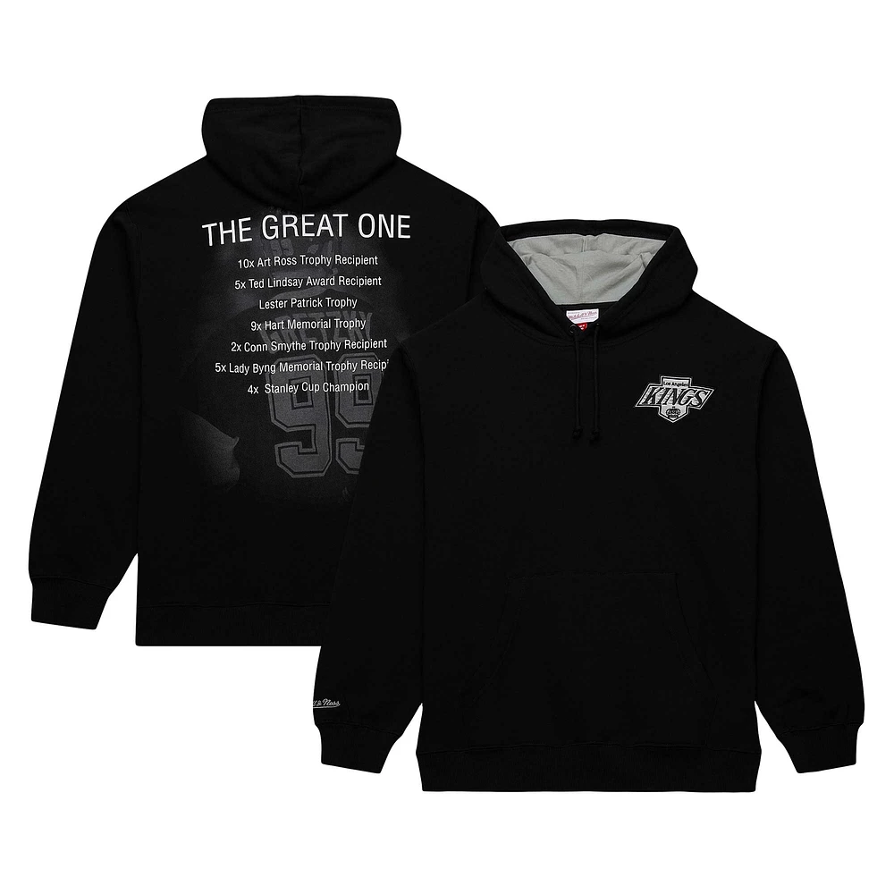 Sweat-shirt en molleton avec nom et numéro de qualité supérieure pour hommes Mitchell & Ness Wayne Gretzky noir Los Angeles Kings