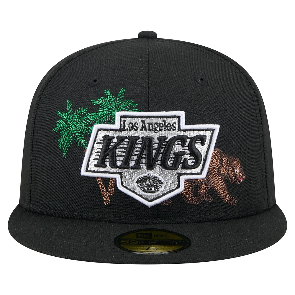 Casquette ajustée New Era 59FIFTY noire pour homme, Los Angeles Kings State Stitch
