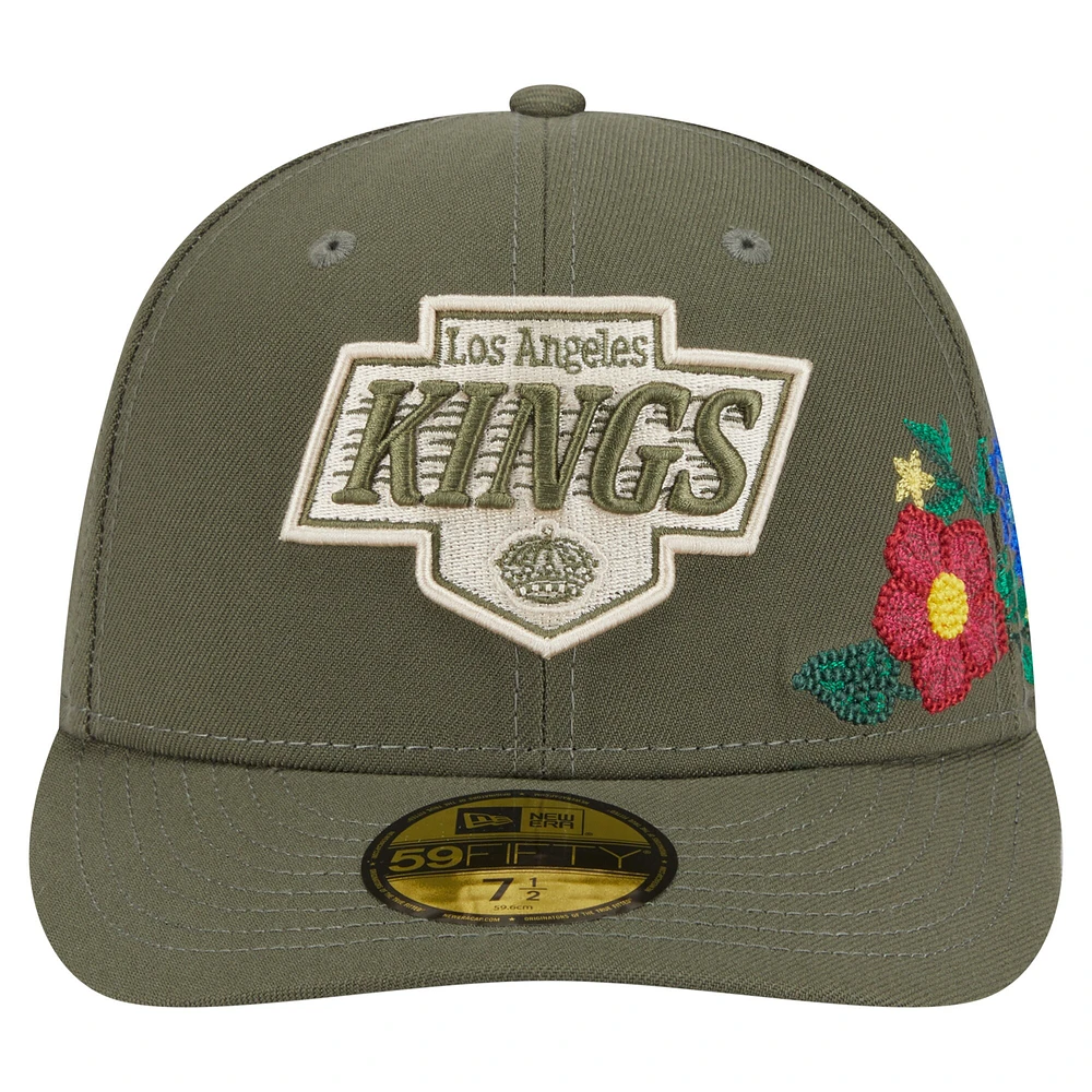 Casquette ajustée New Era 59FIFTY olive Los Angeles Kings à imprimé floral ton sur pour homme