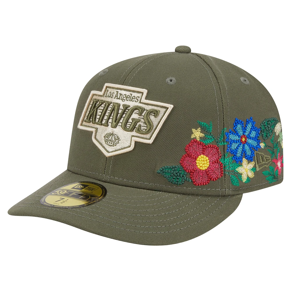 Casquette ajustée New Era 59FIFTY olive Los Angeles Kings à imprimé floral ton sur pour homme