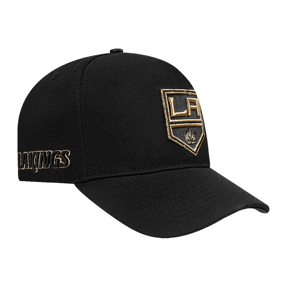 Men's Pro Standard  Black Los Angeles Kings Metallic Logo Pinch Front Adjustable Hat