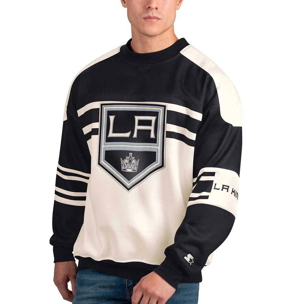 Sweat-shirt à col rond en polaire Starter White Los Angeles Kings Defense pour hommes