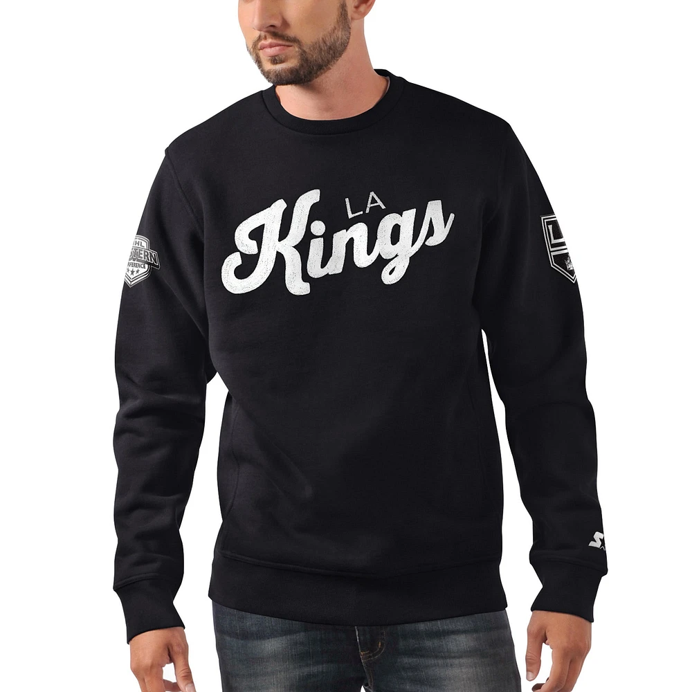 Men's Starter x NHL Black Ice Los Angeles Kings Cross Check Pullover Sweatshirt