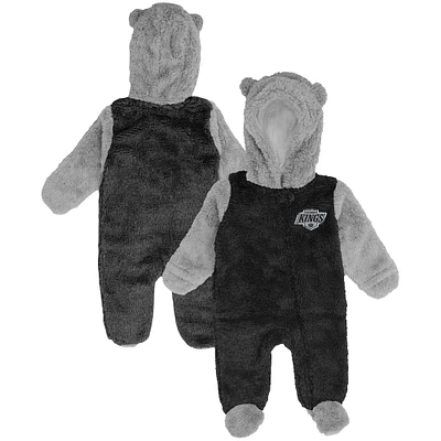 Nouveau-né et bébé Noir Los Angeles Kings Game Nap Teddy Fleece Bunting Full-Zip Sleeper