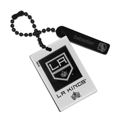 White Los Angeles Kings Logo Personalized Leather Rectangle Bag Tag