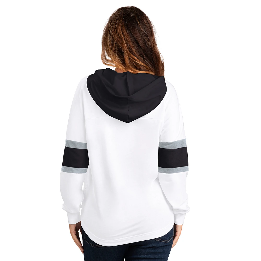 Women's G-III 4Her by Carl Banks  White Los Angeles Kings Goal Zone Long Sleeve Lace-Up Hoodie T-Shirt