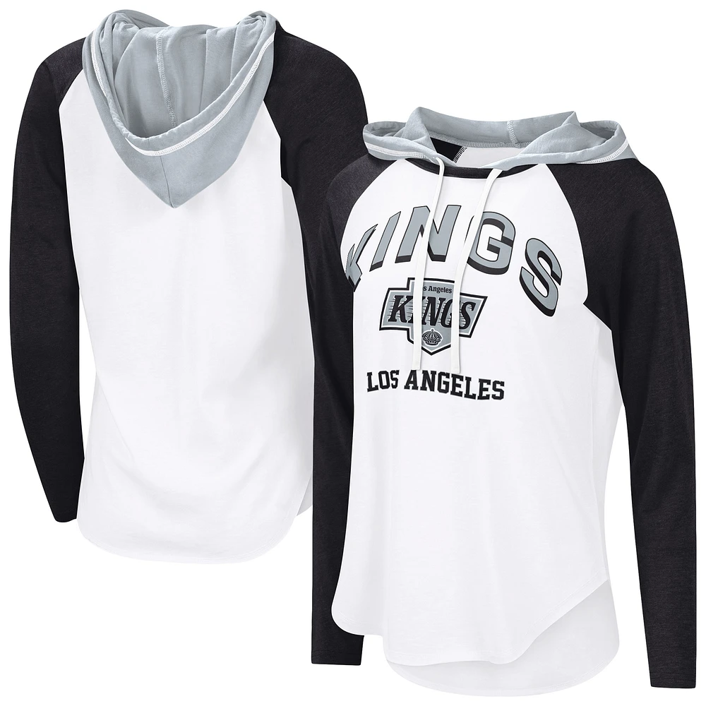 T-shirt à capuche manches longues raglan G-III 4Her par Carl Banks pour femme, blanc