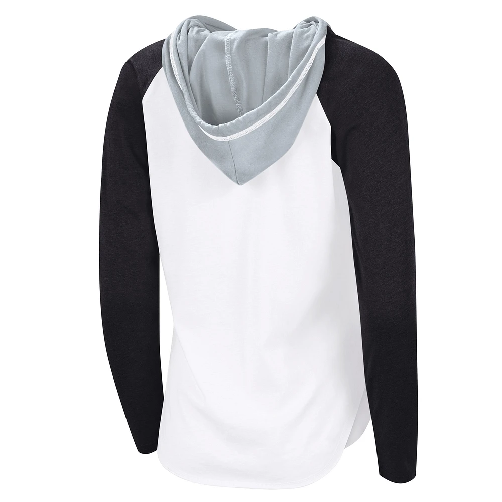 T-shirt à capuche manches longues raglan G-III 4Her par Carl Banks pour femme, blanc