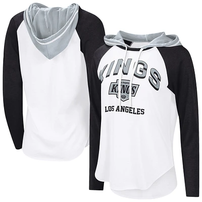 T-shirt à capuche manches longues raglan G-III 4Her par Carl Banks pour femme, blanc