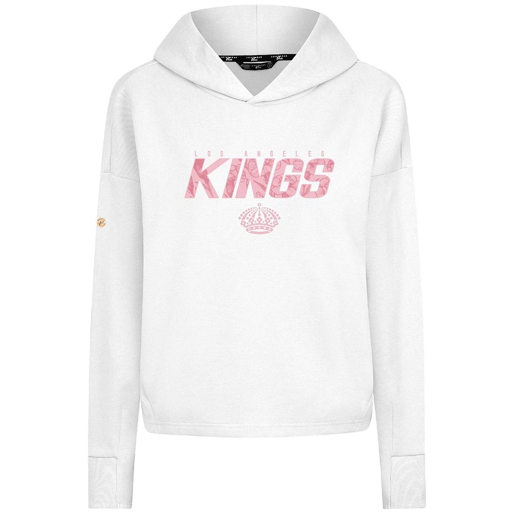 Women's Levelwear  White Los Angeles Kings Mother's Day Sweet Floral Tri-Blend Cropped Pullover Hoodie