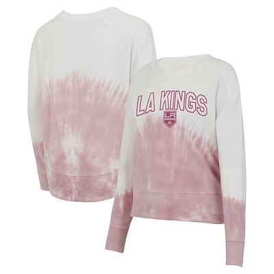 T-shirt à manches longues Concepts Sport rose/blanc Los Angeles Kings Orchard Tie-Dye pour femmes