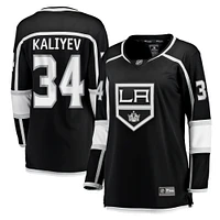 Maillot de joueur échappé à domicile des Kings Los Angeles Arthur Kaliyev Fanatics pour femmes, noir