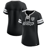 T-shirt à lacets emblématique Athena des Los Angeles Kings pour femmes Fanatics noir