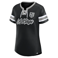 T-shirt à lacets emblématique Athena des Los Angeles Kings pour femmes Fanatics noir