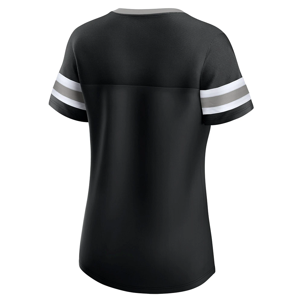 T-shirt à lacets emblématique Athena des Los Angeles Kings pour femmes Fanatics noir