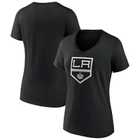 T-shirt à col en V avec logo principal de l'équipe des Los Angeles Kings Fanatics pour femmes, noir