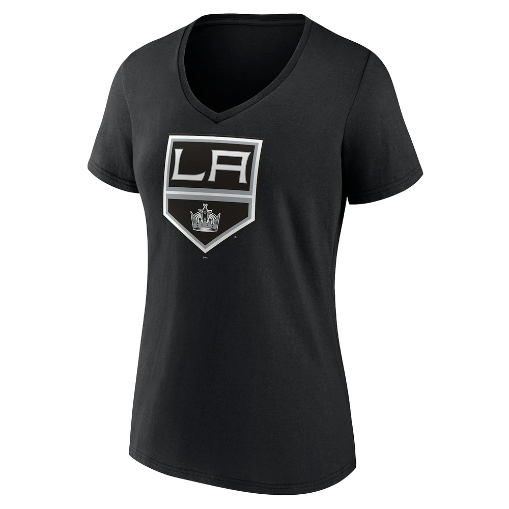 Women's Fanatics Black Los Angeles Kings Primary Logo Team V-Neck T-Shirt