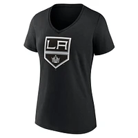 T-shirt à col en V avec logo principal de l'équipe des Los Angeles Kings Fanatics pour femmes, noir