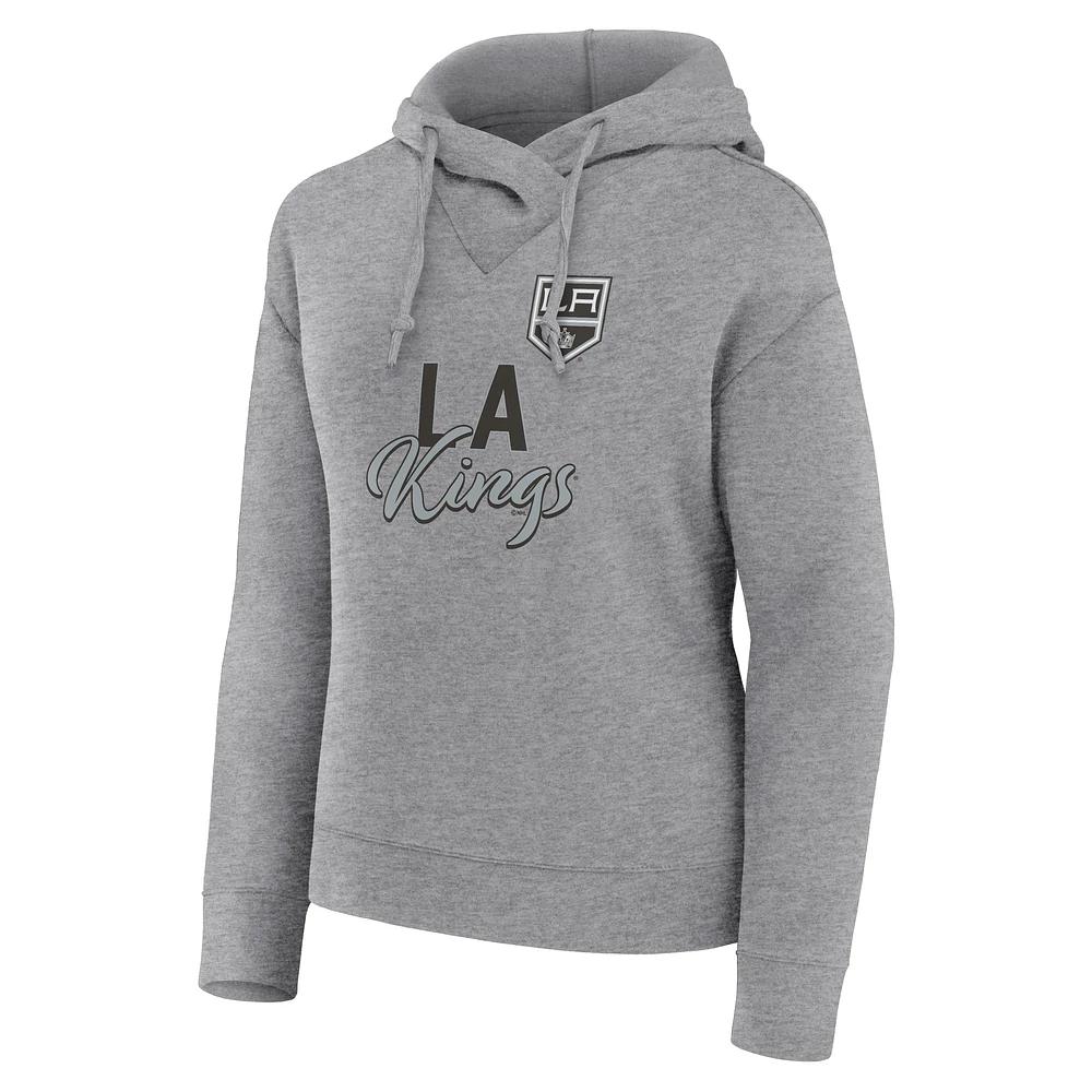 Women's Fanatics Heather Gray Los Angeles Kings Script Favorite Pullover Hoodie