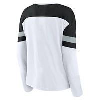 Women's Fanatics White/Black Los Angeles Kings Frozen Long Sleeve Notch Neck T-Shirt