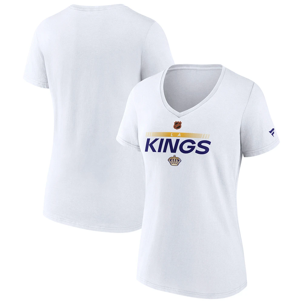 T-shirt à col en V édition spéciale Los Angeles Kings Fanatics pour femme blanc