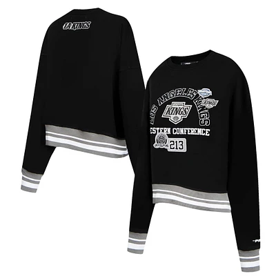 Sweat-shirt court noir Pro Standard Los Angeles Kings Area Code pour femme