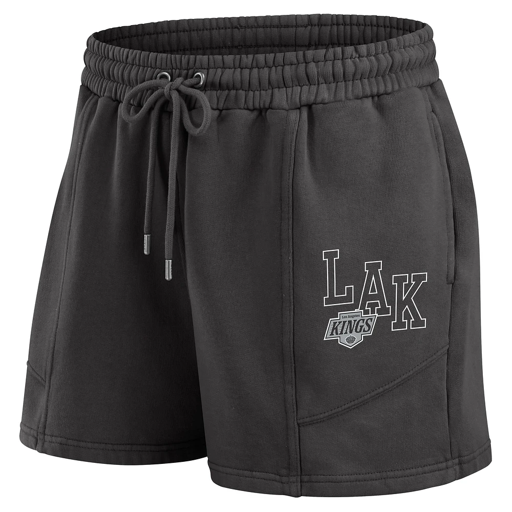 Women's WEAR by Erin Andrews Black Los Angeles Kings Washed Fleece Sweatshirt & Shorts Lounge Set