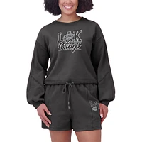 Women's WEAR by Erin Andrews Black Los Angeles Kings Washed Fleece Sweatshirt & Shorts Lounge Set