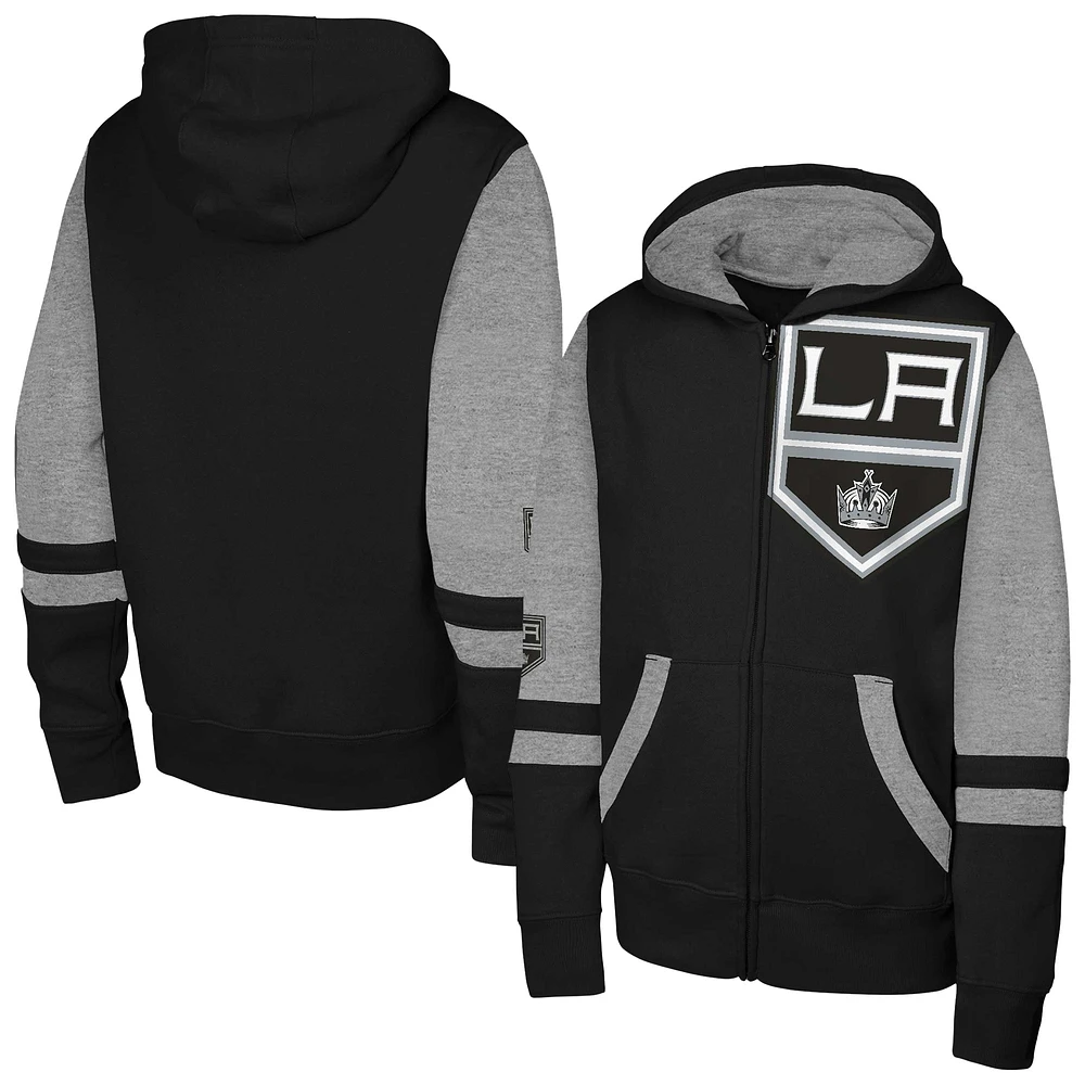 Sweat à capuche entièrement zippé noir Los Angeles Kings Face Off pour jeunes