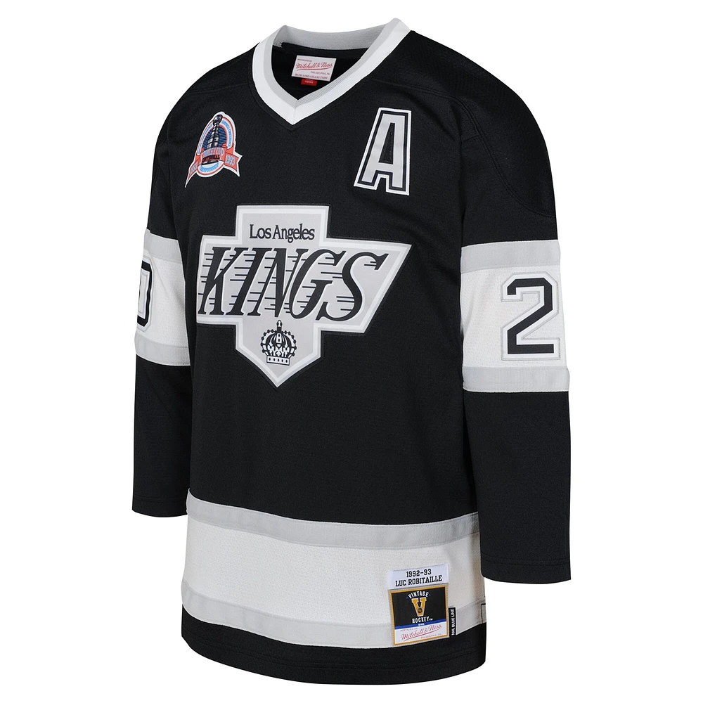 Maillot de joueur la ligne bleue 1992 Mitchell & Ness Luc Robitaille noir des Kings Los Angeles pour jeunes