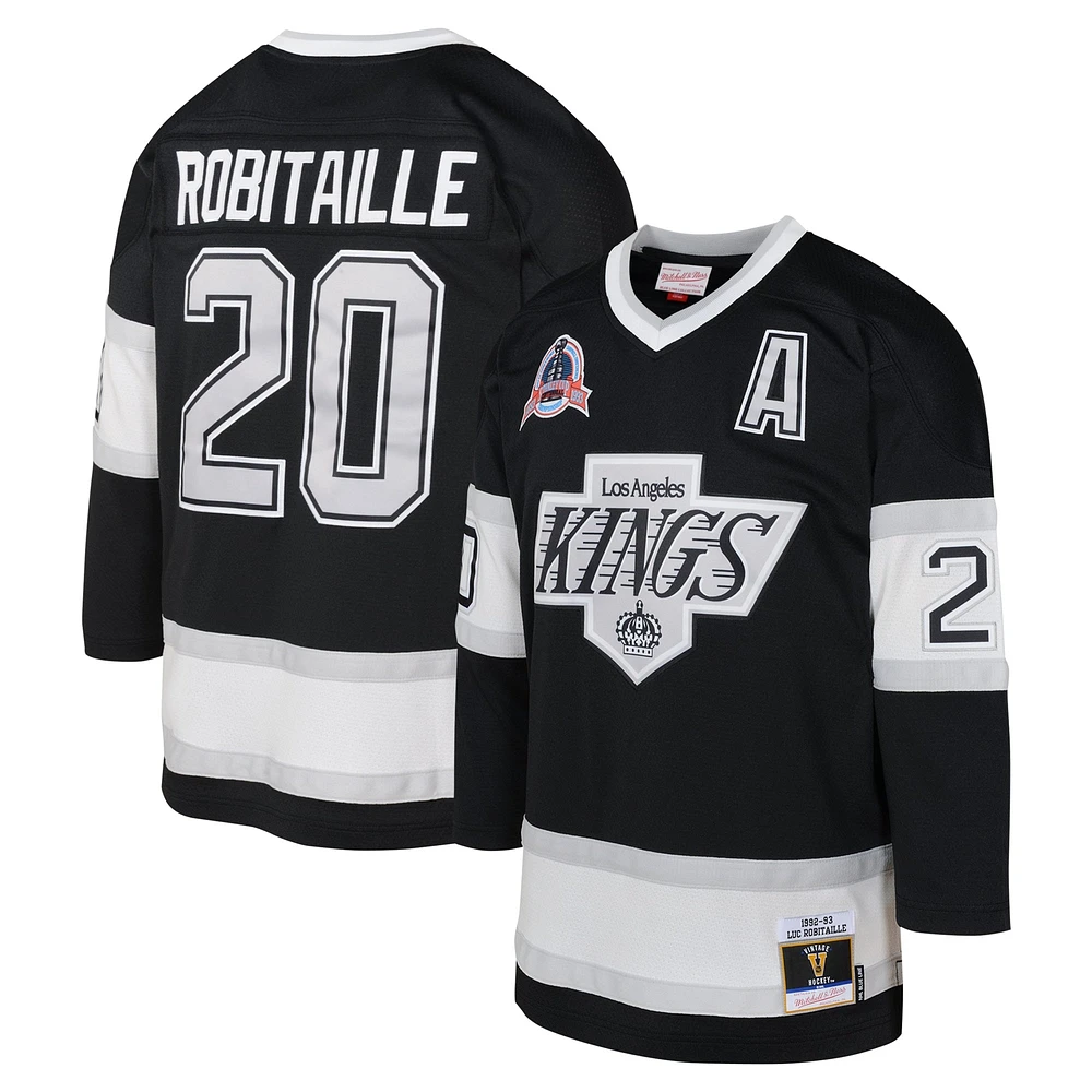 Maillot de joueur la ligne bleue 1992 Mitchell & Ness Luc Robitaille noir des Kings Los Angeles pour jeunes