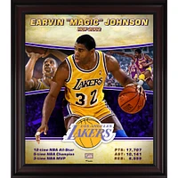Collage de joueurs encadré des Los Angeles Lakers, 15" x 17", en bois dur, de Earvin "Magic" Johnson