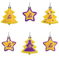 FOCO Los Angeles Lakers Six-Pack Shatterproof Tree & Star - Ornament Set