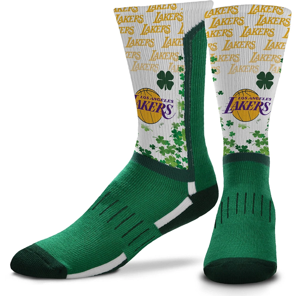 For Bare Feet Los Angeles Lakers Four Leaf St. Patrick's Day V-Curve Crew Chaussettes