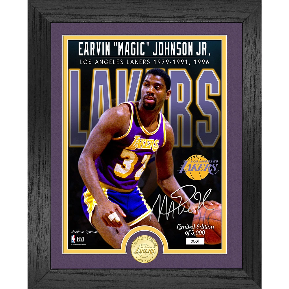 Highland Mint Magic Johnson Los Angeles Lakers 13'' x 16'' Joueur retraité - Photo Mint