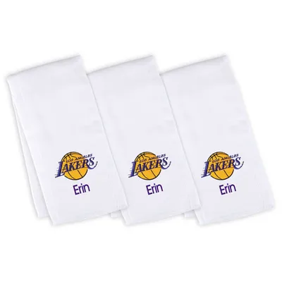 Los Angeles Lakers Infant Personalized Burp Cloth 3-Pack - White