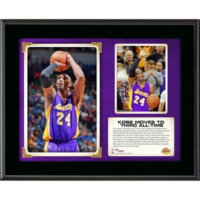 Kobe Bryant Los Angeles Lakers, troisième plaque sublimée de 10,5 po x 13 po de tous les temps