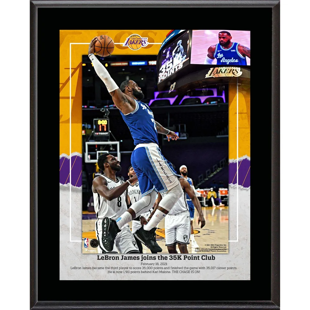 Lids LeBron James Los Angeles Lakers Fanatics Authentic 10.5 x 13 3rd  Player In NBA History to Score 35,000 Points Sublimated Plaque