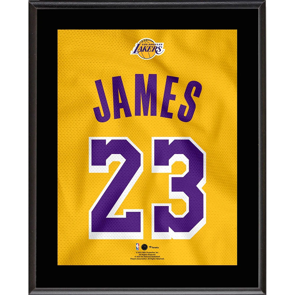 Plaque sublimée en jersey doré LeBron James Los Angeles Lakers 10,5" x 13" #23