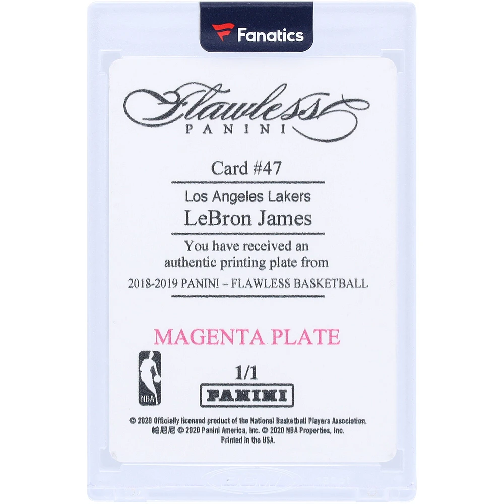 LeBron James Los Angeles Lakers 2018-19 Panini Flawless Magenta Printing Plate #47 #1/1 Card