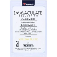 LeBron James Los Angeles Lakers 2018-19 Panini Immaculate Collection Logoman Yellow Printing Plate #LM-LBJ #1/1 Card