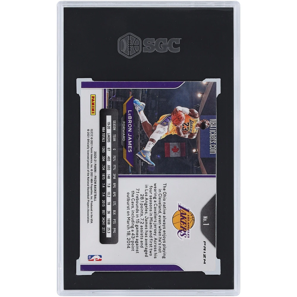 Carte Panini Prizm #1 SGC authentifiée 8,5 pouces LeBron James Los Angeles Lakers 2020-21