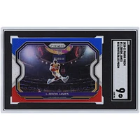 Carte Panini Prizm #1 SGC authentifiée LeBron James Los Angeles Lakers 2020-21 Rouge Blanc Bleu Prizm