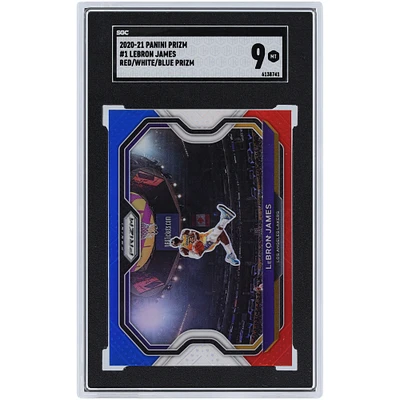 Carte Panini Prizm #1 SGC authentifiée LeBron James Los Angeles Lakers 2020-21 Rouge Blanc Bleu Prizm