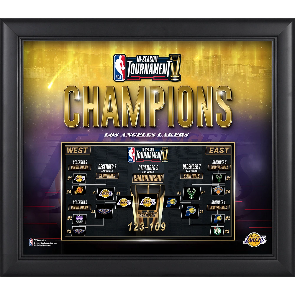 Collage encadré 15" x 17" des champions du tournoi NBA de la saison 2023 des Los Angeles Lakers