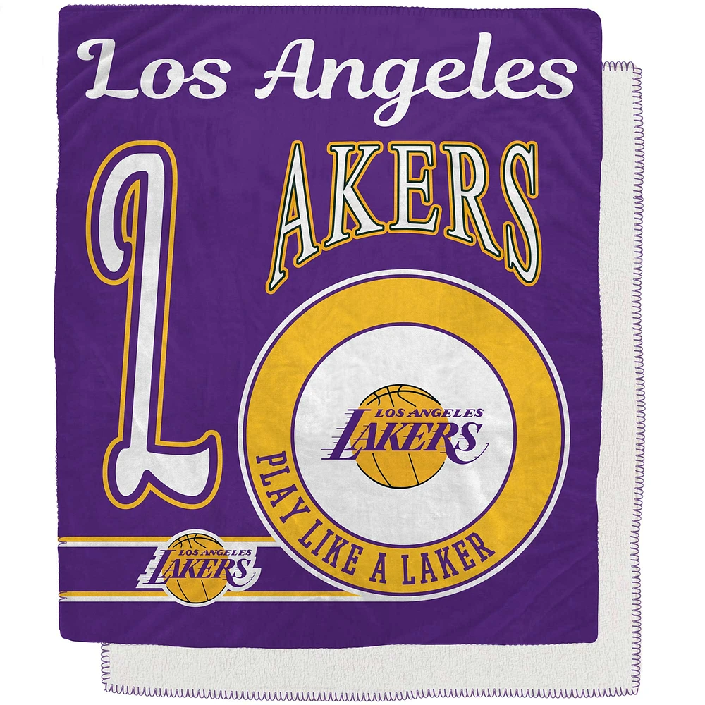 Couverture Sherpa en flanelle polaire avec emblème rétro des Lakers de Los Angeles, 50 "x 60"