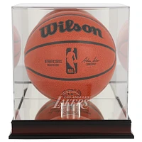 Vitrine de basket-ball avec logo de l'équipe en acajou des Lakers de Los Angeles avec dos miroir