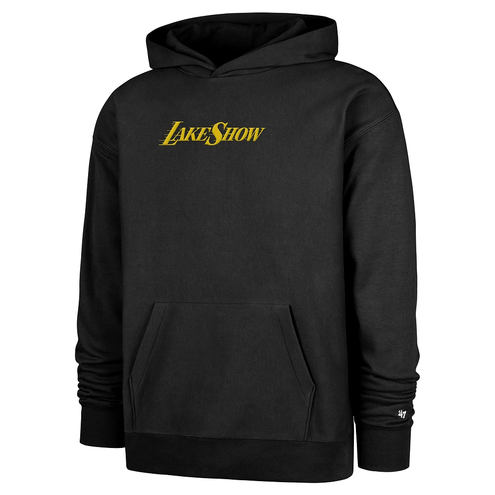 Men's '47  Black Los Angeles Lakers 2024/25 City Edition Double Crossover Foundation Pullover Hoodie